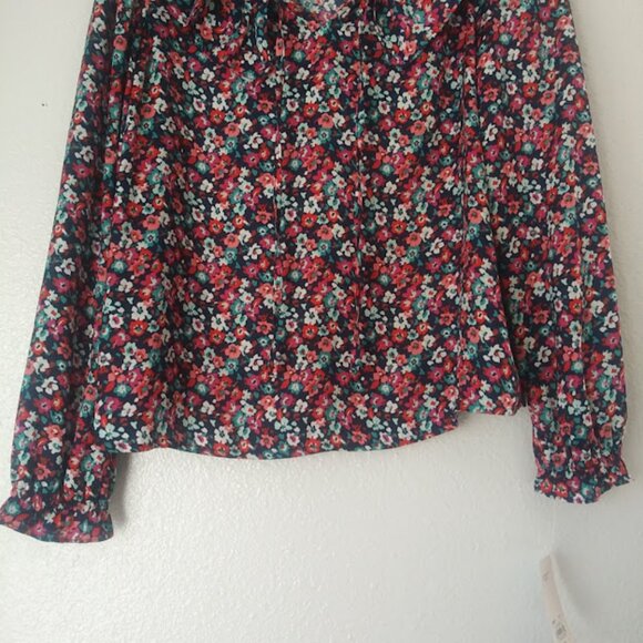 Croft & Barrow multicolored floral women's size PXS long sleeve blouse - Picture 3 of 15